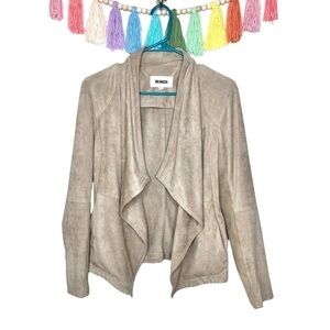 BB Dakota Faux Suede Waterfall Long Sleeve Layering Jacket Size Small Greige Tan